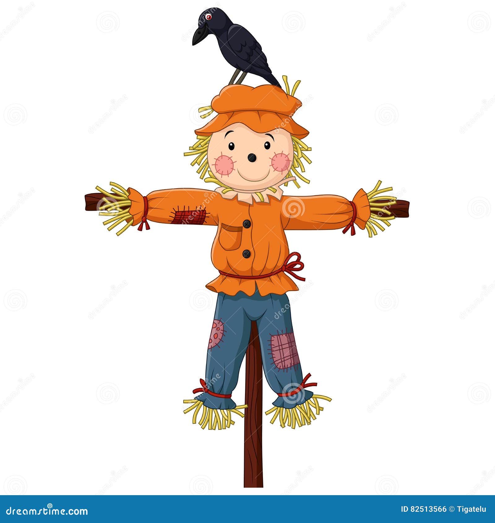 Cute Scarecrow Cartoon Vector Illustration | CartoonDealer.com #82513566