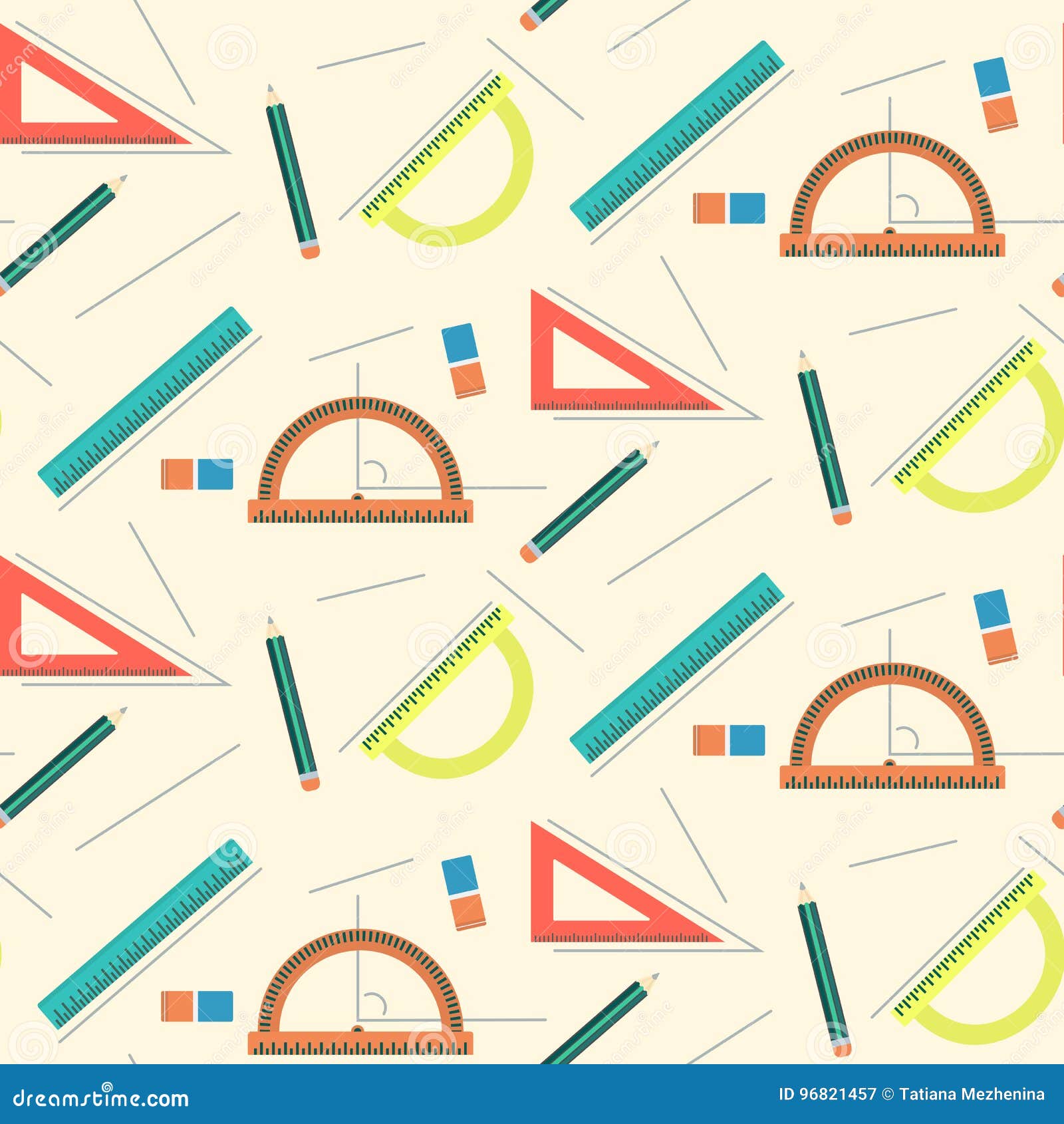 Download Cute School Mathematics Pattern With Rulers, Pencils ...