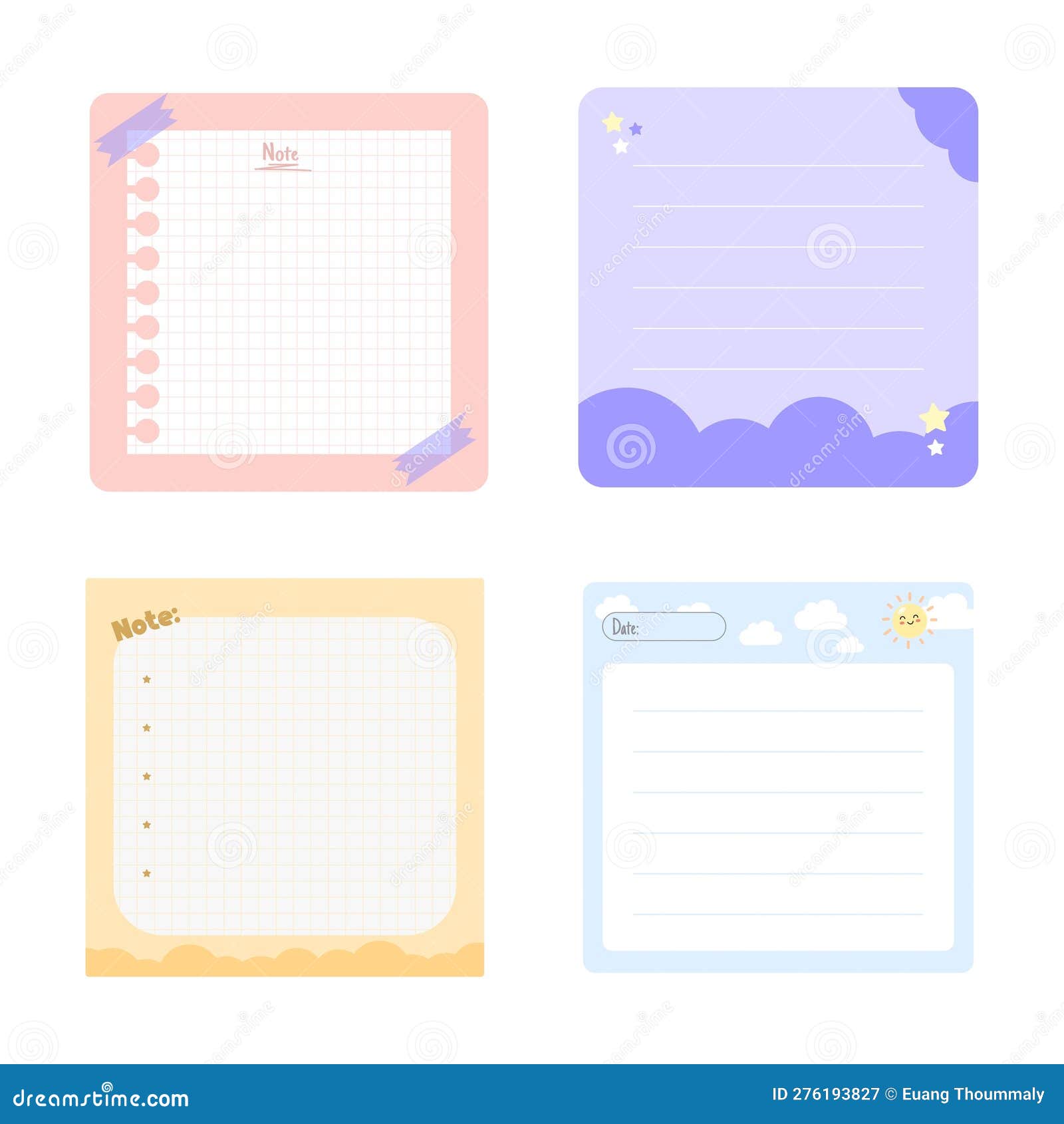 Cute Scrapbook Notes and Cards Set Cute Hand Drawn Notebook Label
