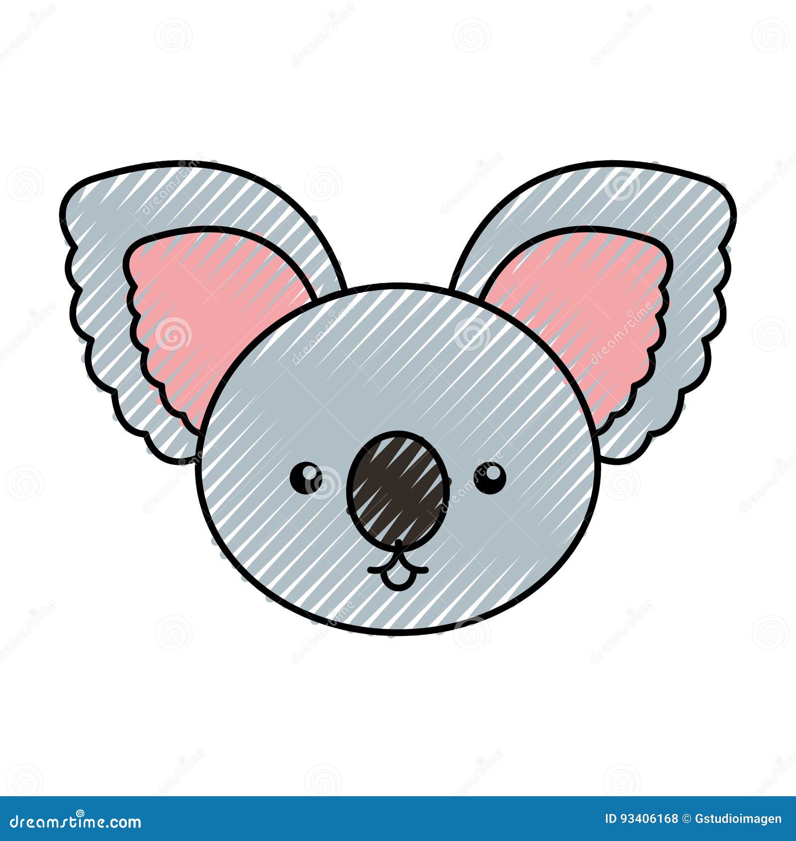 cute scribble koala face cartoon