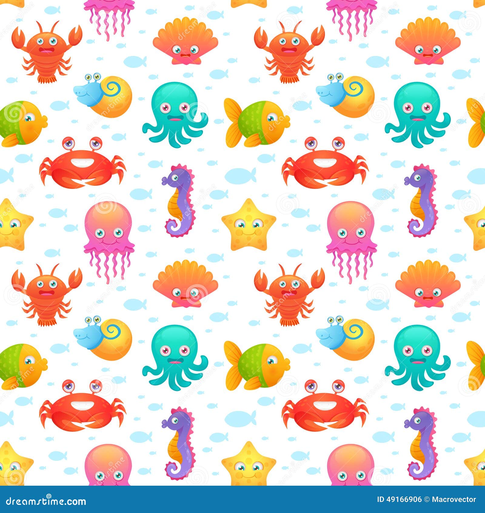 Cute Sea Animals Seamless Pattern Stock Vector - Illustration of dragon,  nail: 49166906