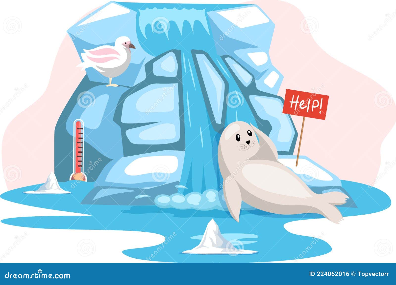 Cute Seal and Polar Gull on Glacier Ask for Help. Animals during Global Warming, Climate Change Stock Vector - Illustration of concept, help: 224062016 Cute Seal and Polar Gull on Glacier Ask for Help. Animals during Global Warming, Climate Change Stock Vector - Illustration of concept, help: 224062016
