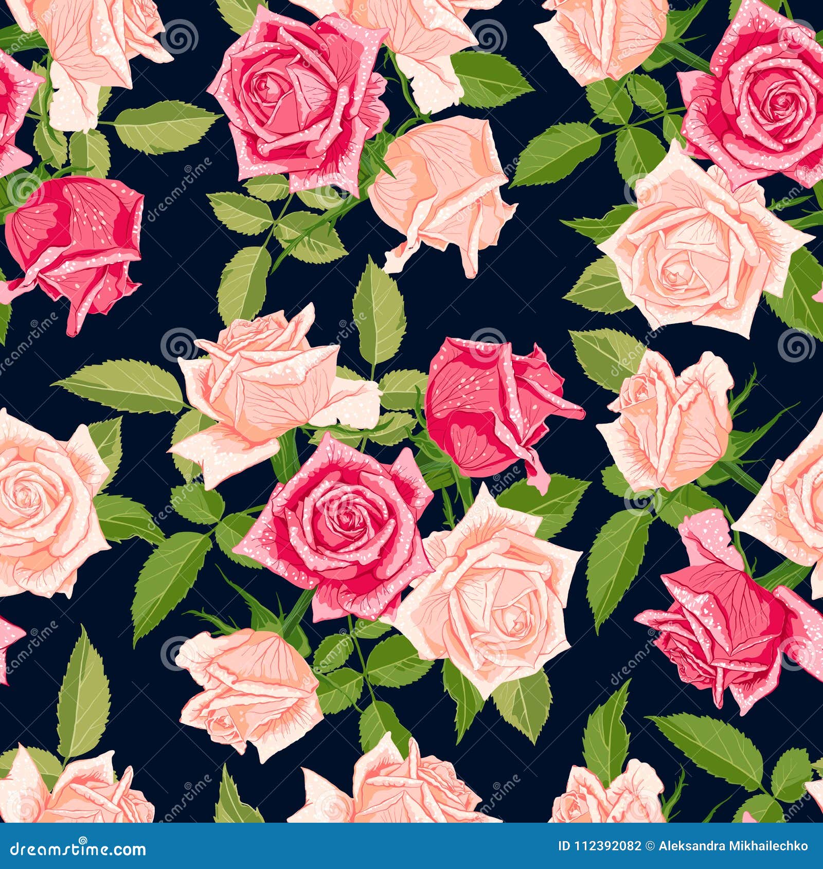 Seamless Floral Pattern with Roses. Stock Vector - Illustration of ...