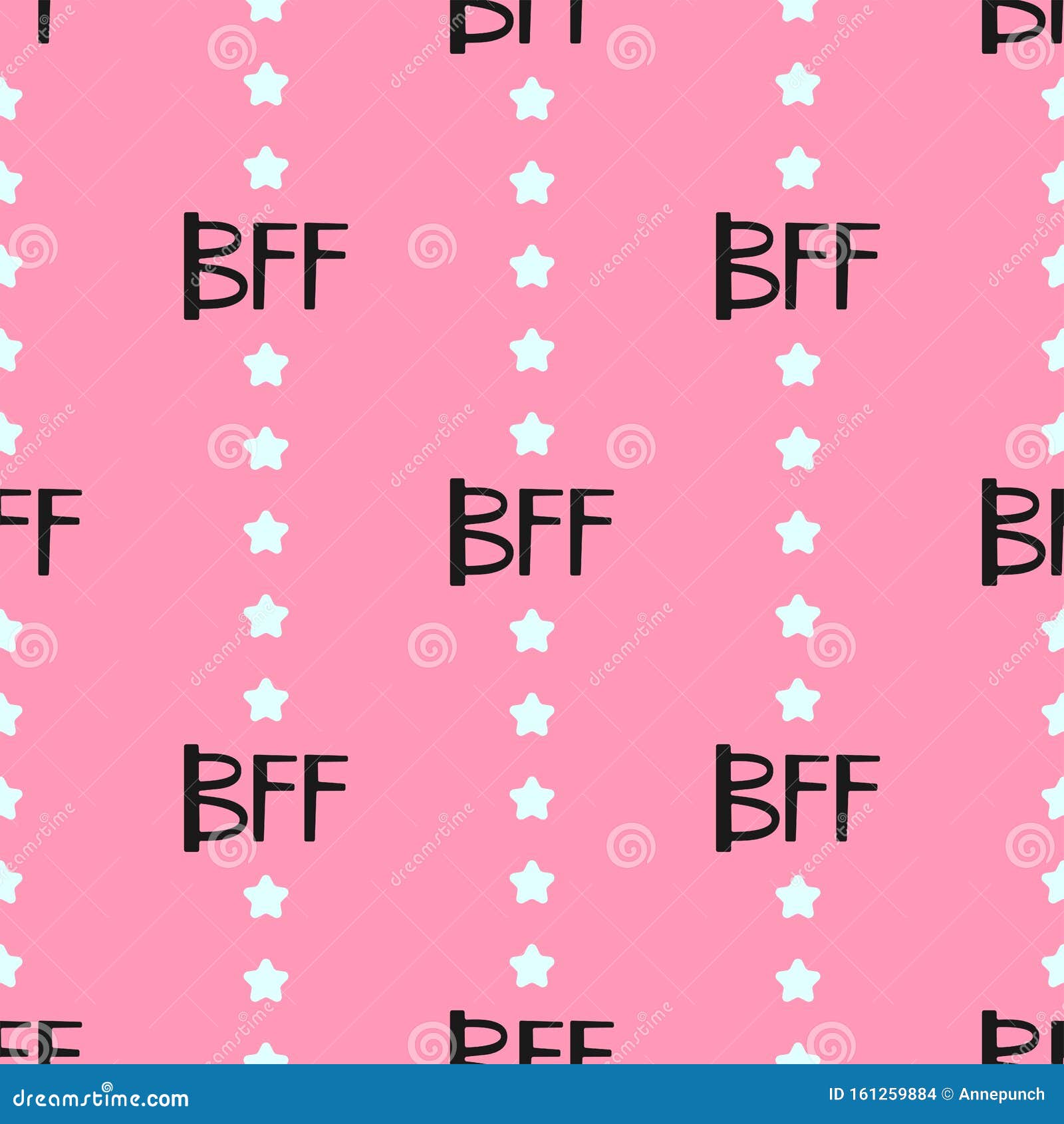 cute seamless pattern. repeated abbreviations bff and stars.