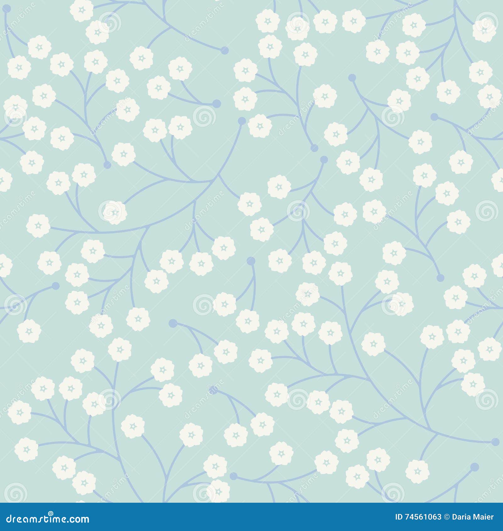 Cute Seamless Pattern with Small Flowers on Light Blue Stock ...