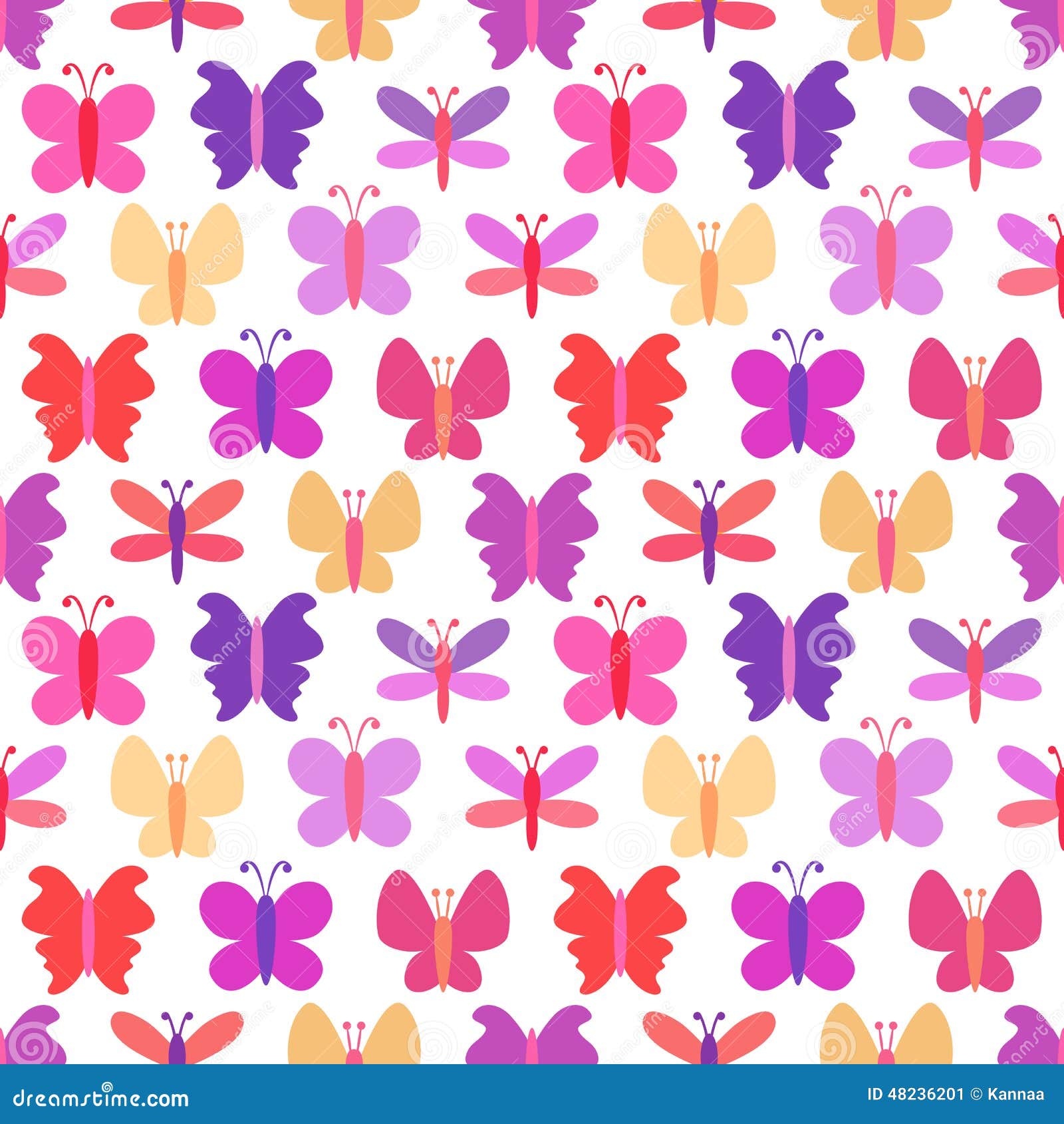 Cute Seamless Vector Pattern of Colorful Butterfly Stock Vector ...