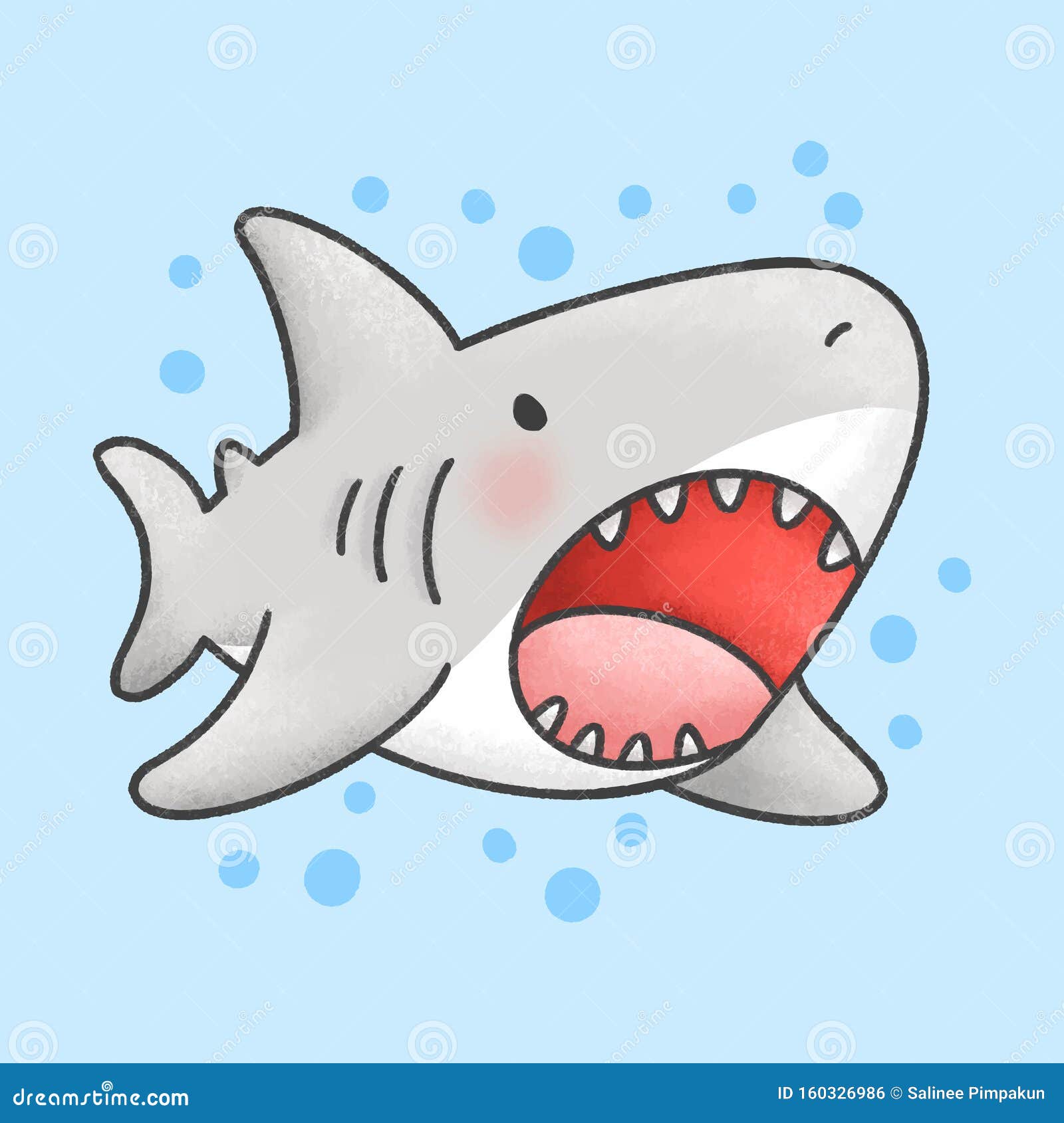 Cute Shark Cartoon Hand Drawn Style Stock Illustration - Illustration of  child, drawn: 160326986