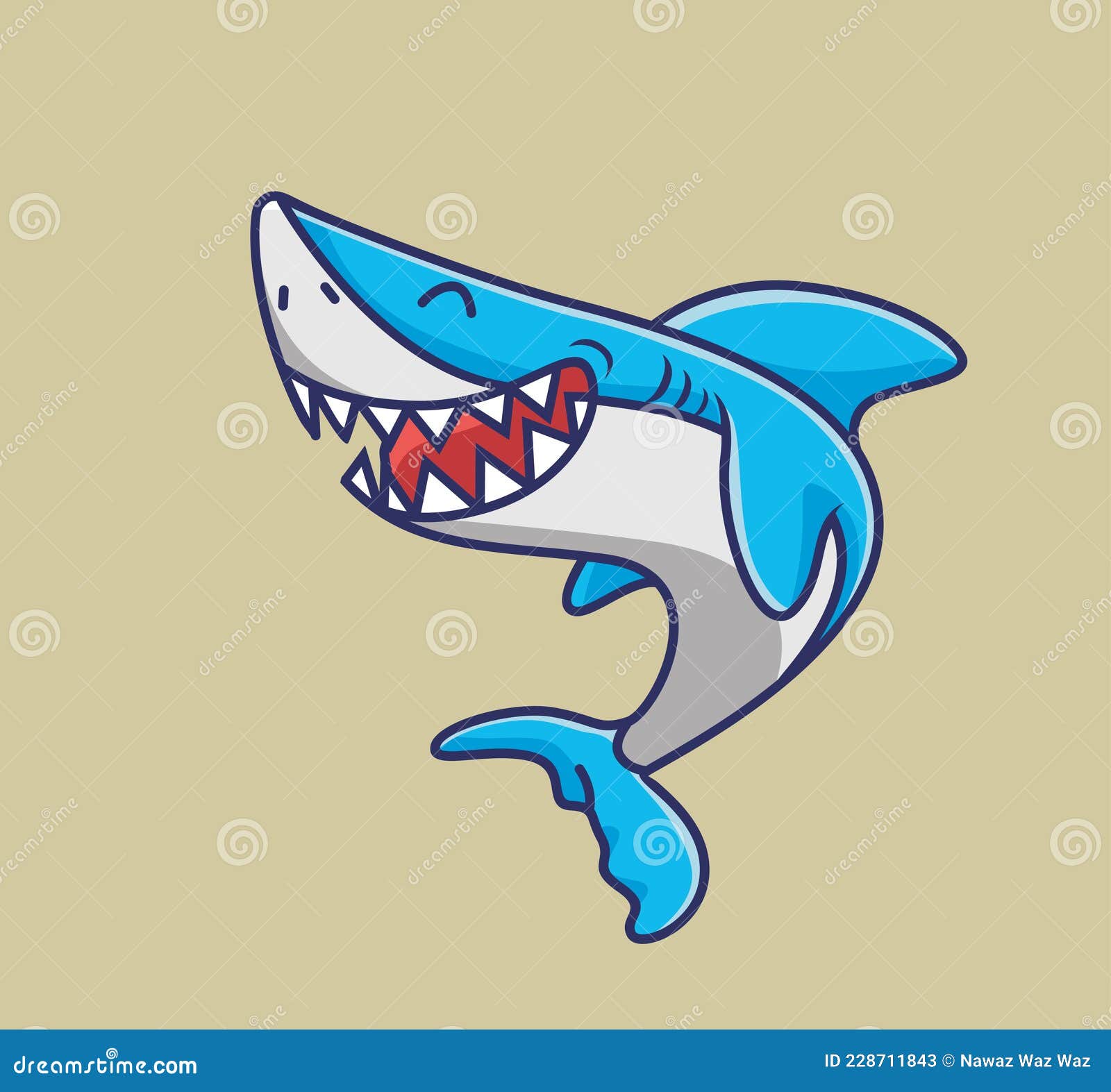 Cute Shark Laughing. Cartoon Animal Nature Concept Illustration. Flat Style  Suitable for Sticker Icon Design Premium Logo Stock Vector - Illustration  of little, clean: 228711843
