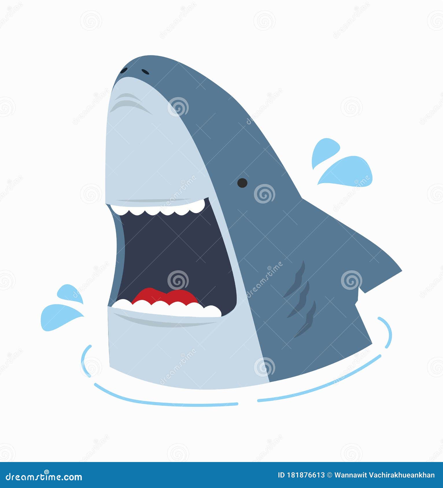 Download Cute Shark With Open Mouth Vector Illustration Stock ...