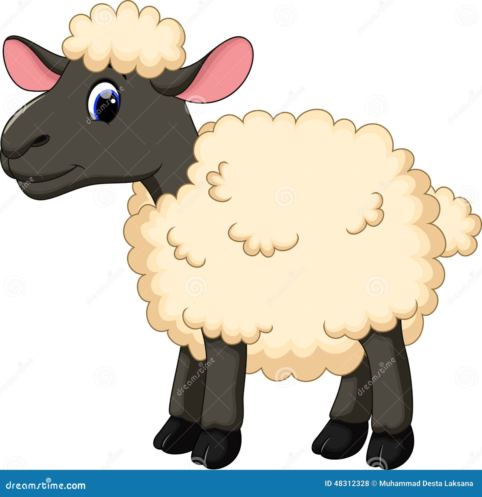 Cute sheep cartoon stock illustration. Illustration of livestock - 48312328