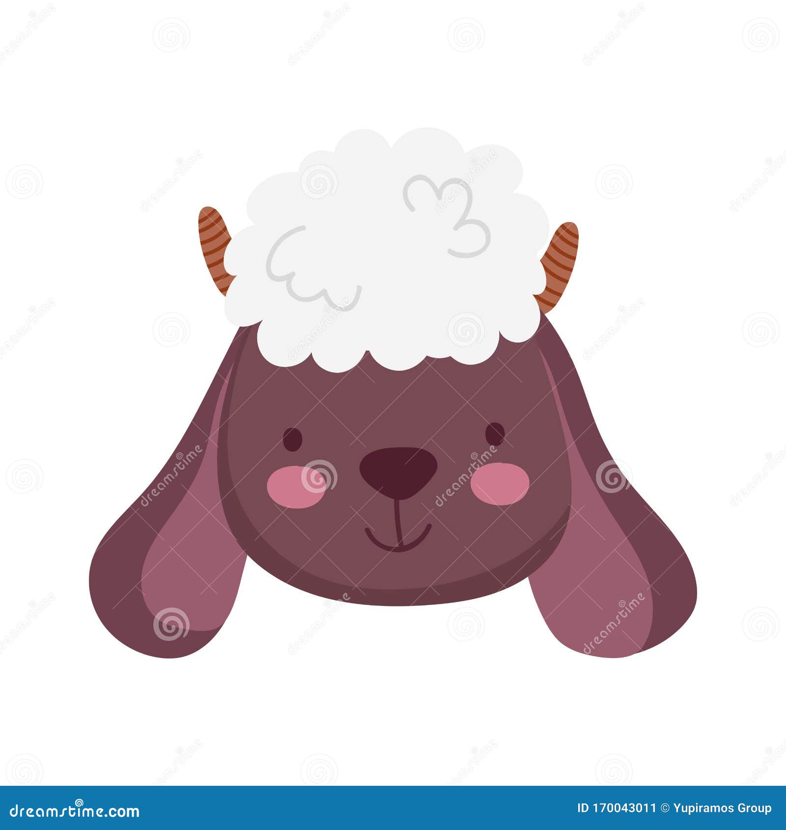 Cute Sheep Face Farm Animal Cartoon Stock Vector - Illustration of animal,  funny: 170043011