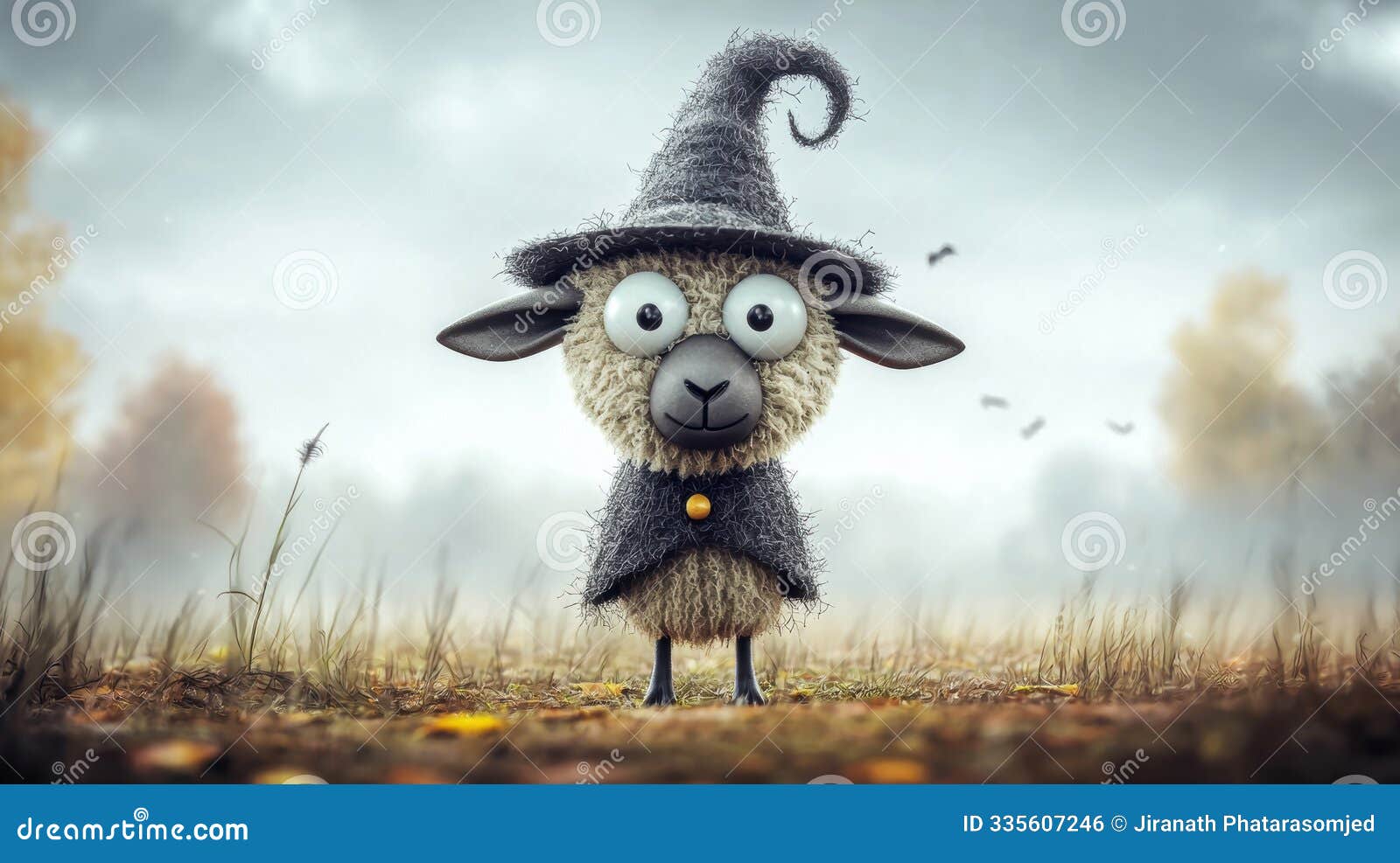 cute sheep in witch costume