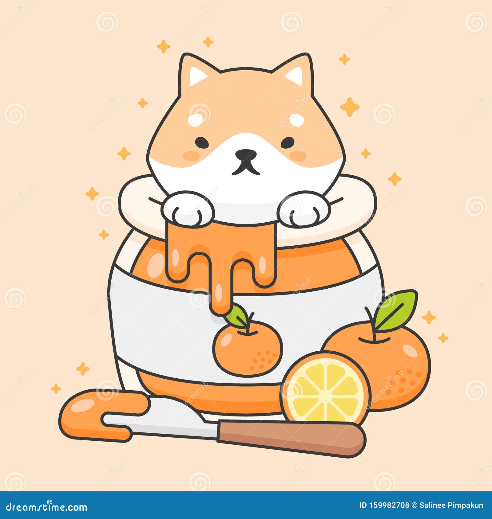 Cute Shiba Inu Dog in an Orange Jam Jar Stock Illustration - Illustration  of food, homemade: 159982708