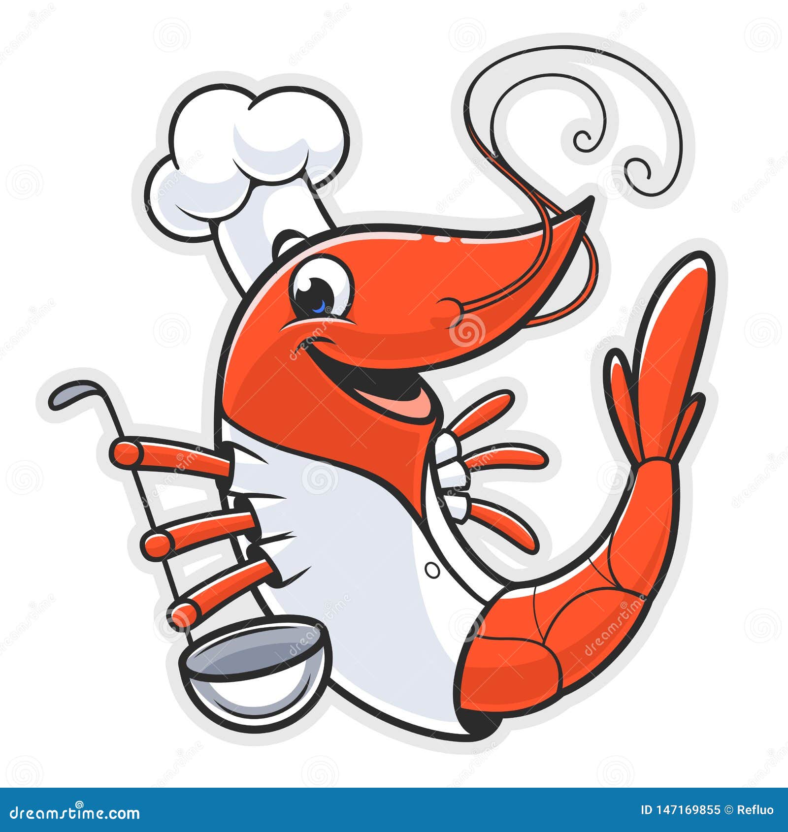 Cartoon happy shrimp cook stock vector. Illustration of restaurant ...