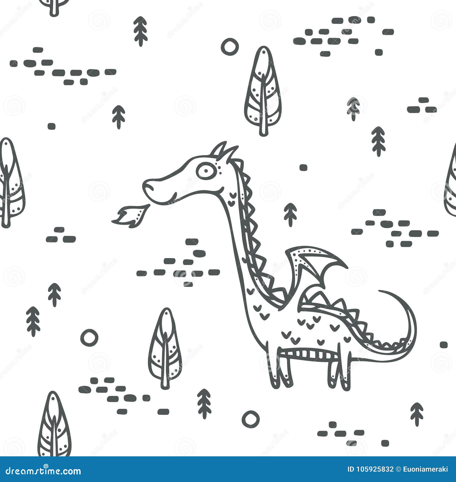 cute and simple dragon seamless pattern