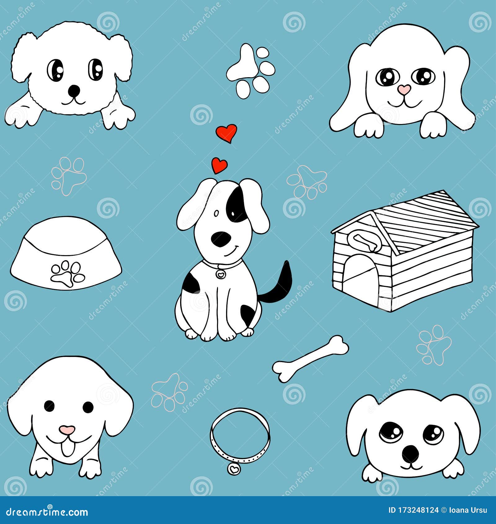Cute and Simple Vector Illustration of Dogs and Puppy Doodle Icons, Hand  Drawn Cartoon Dogs Set Stock Vector - Illustration of design, cute:  173248124