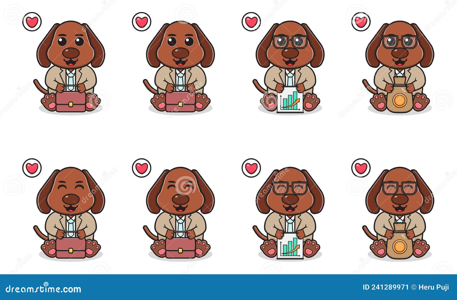 Vector Illustration of Cute Sitting Dog Cartoon with Businessman