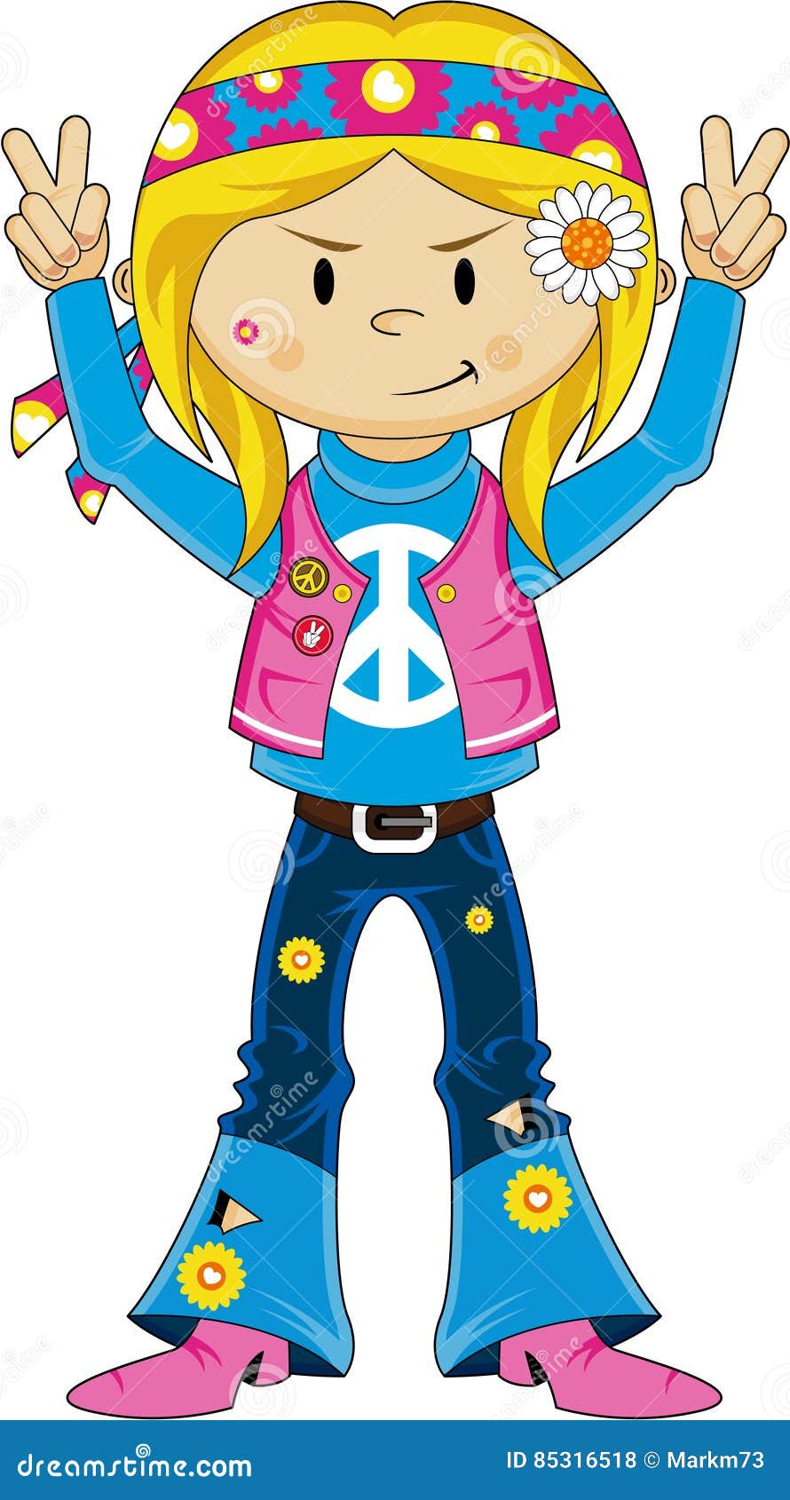 female hippie cartoon