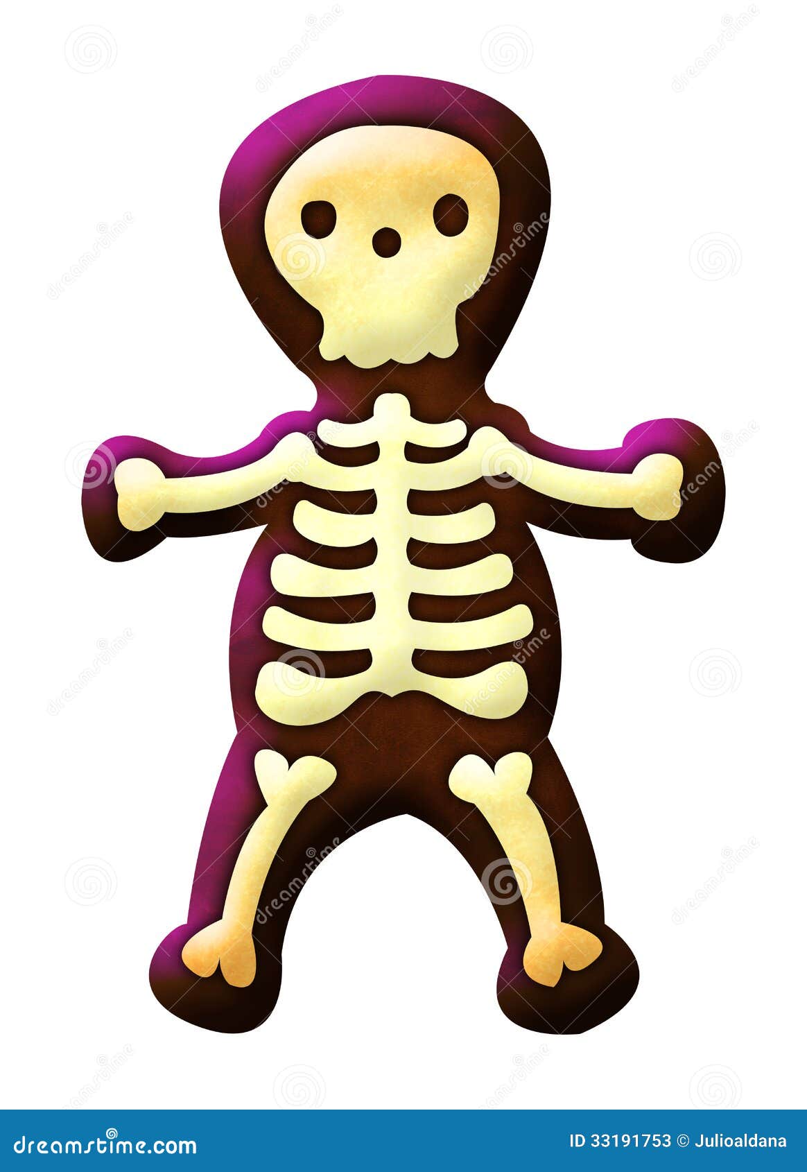 Cute Skeleton Isolated On White Stock Illustration