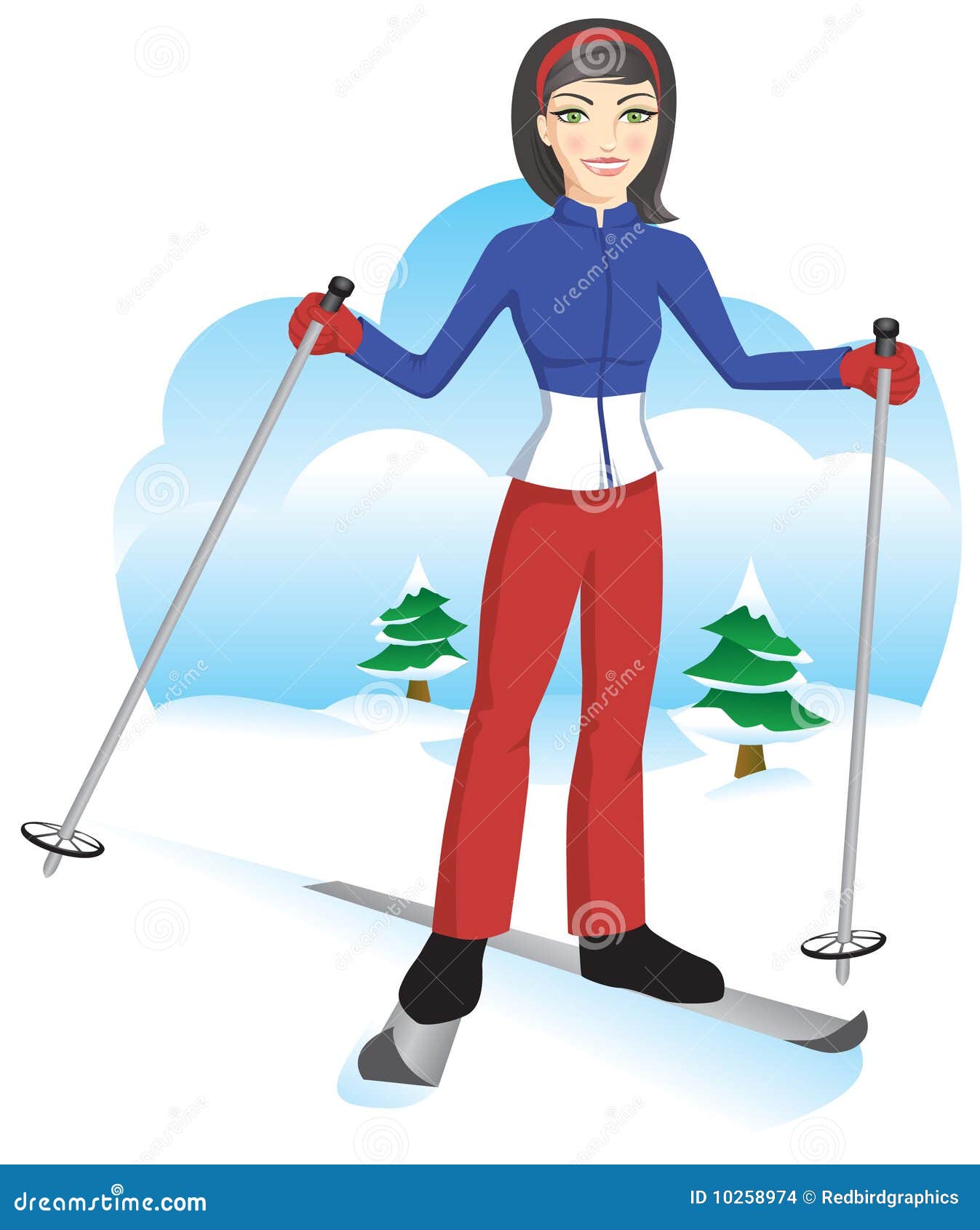 Cute Ski Girl stock vector. Illustration of thin, pretty - 10258974