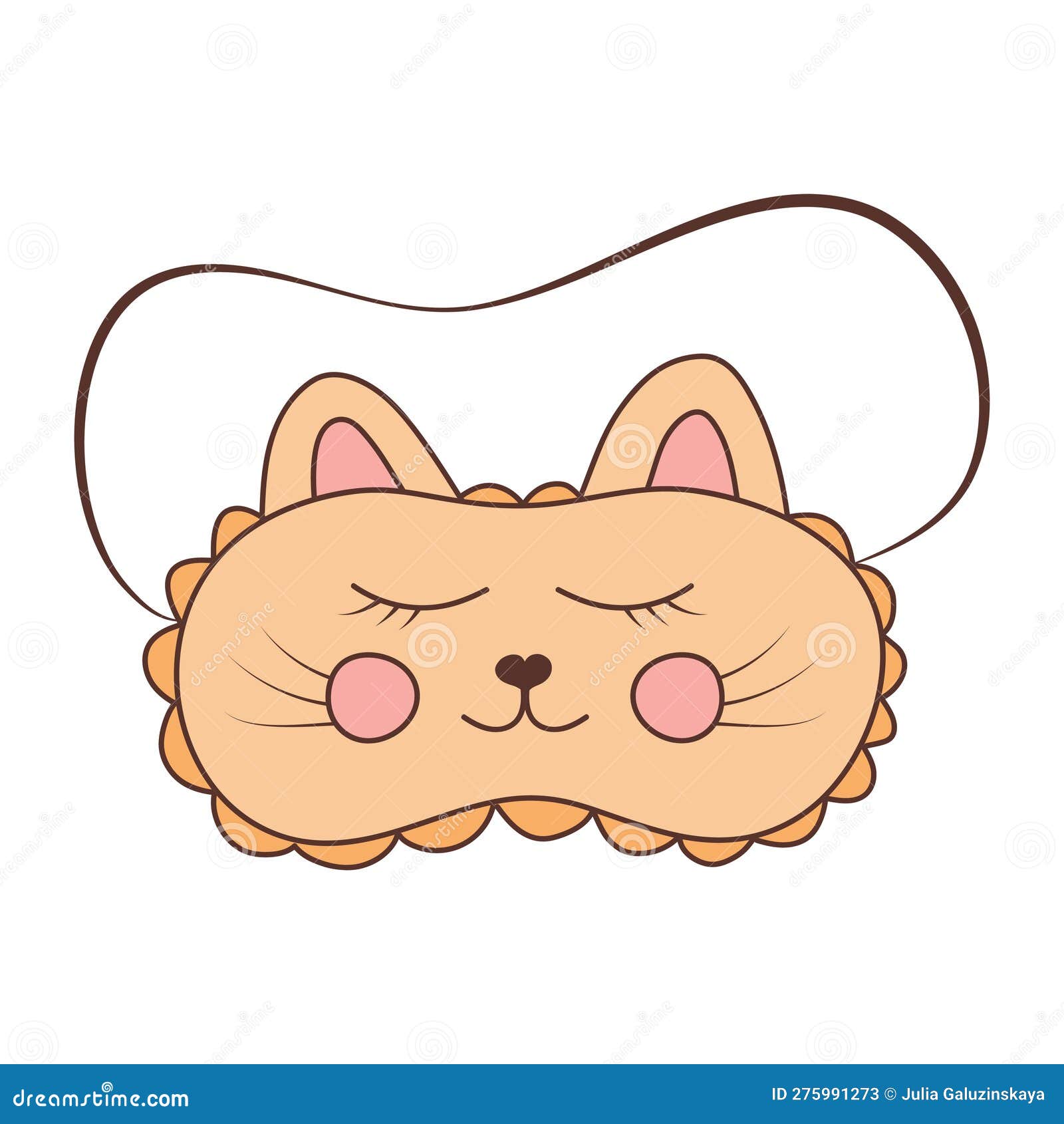 Cute Sleeping Mask in the Shape of Cat. Hand Drawn Illustration in