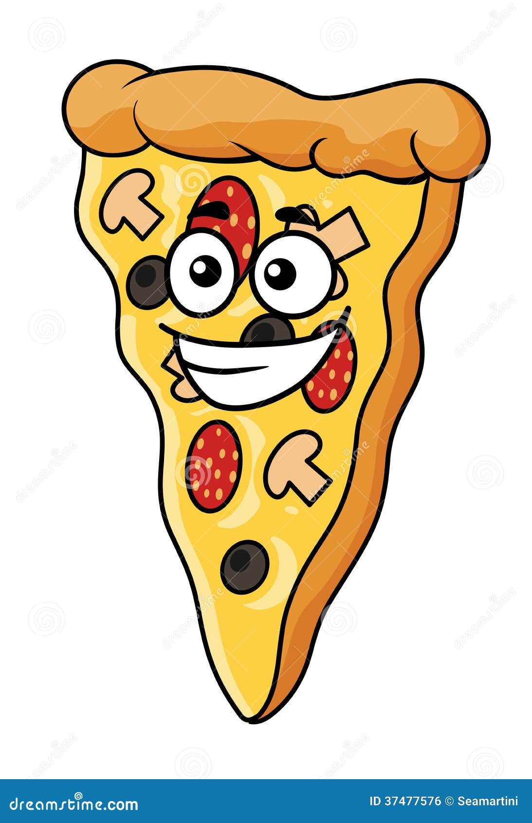 Cute Slice Of Cartoon Pizza Stock Vector Illustration Of Italian Icon