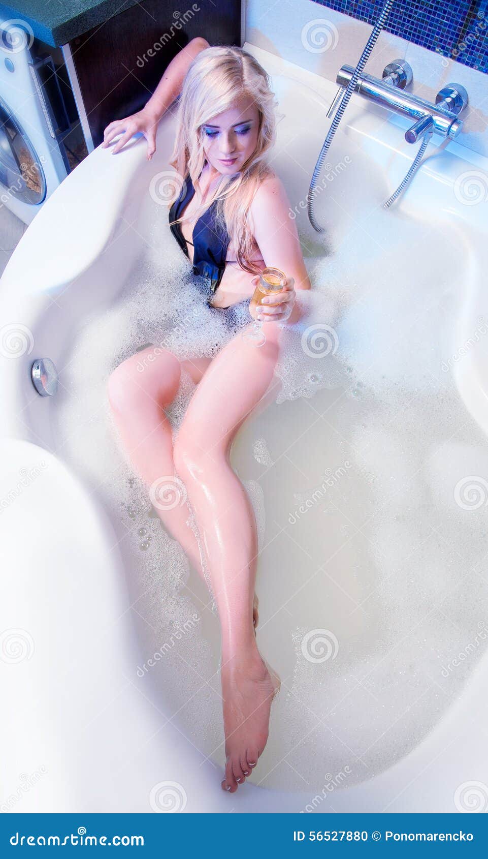 Blonde Girl Taking A Hot Bath