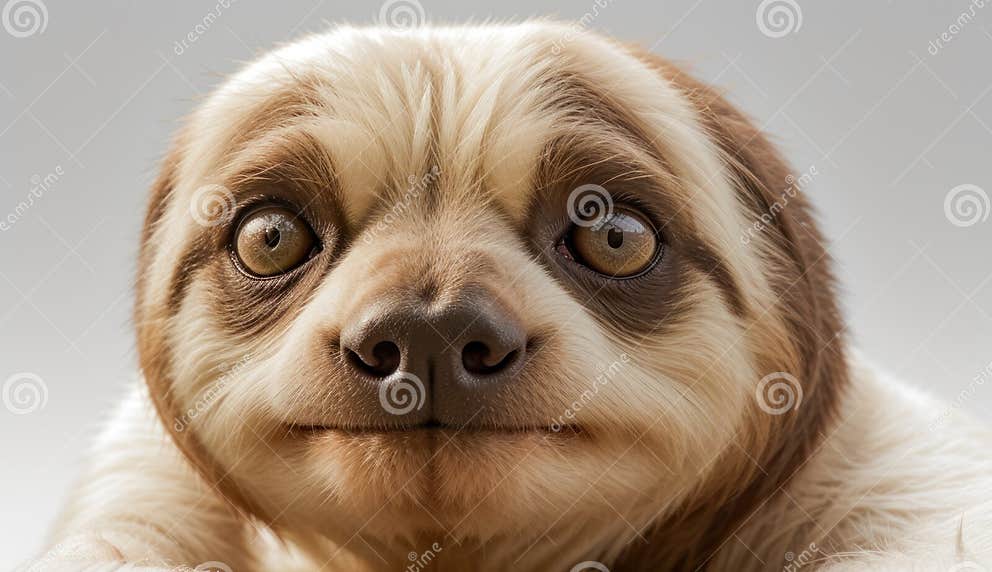 Cute Sloth Selfie - Face Closeup Portrait of the Sweet Furry Creature with Dreamy Eyes Stock ...