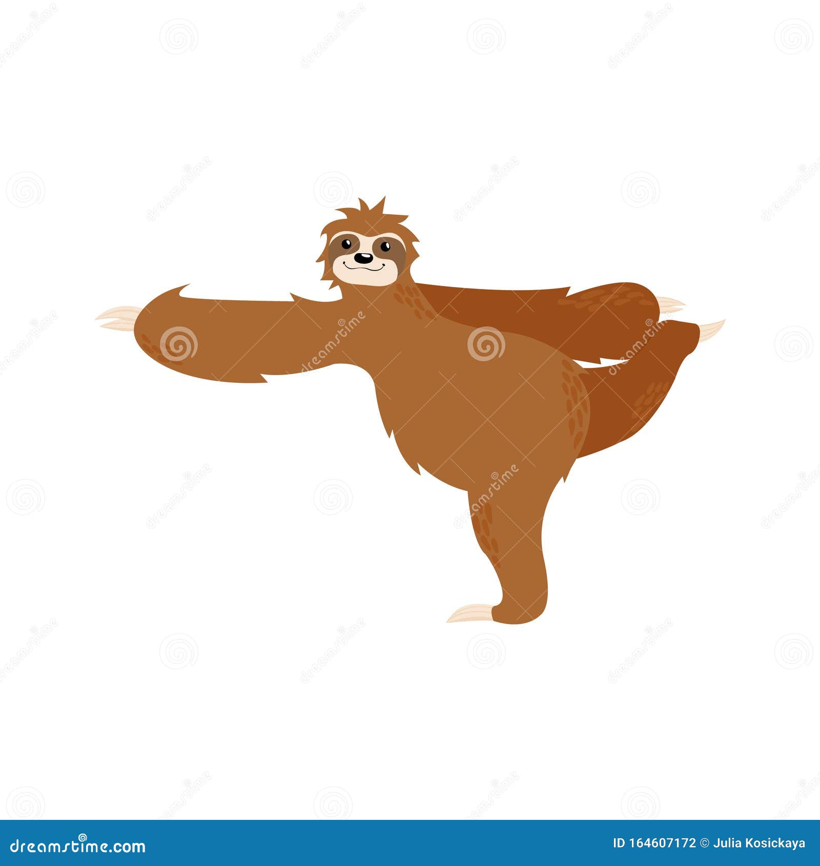 Download Cute Sloth Sitting In Yoga Pose. Vector Hand Drawn ...