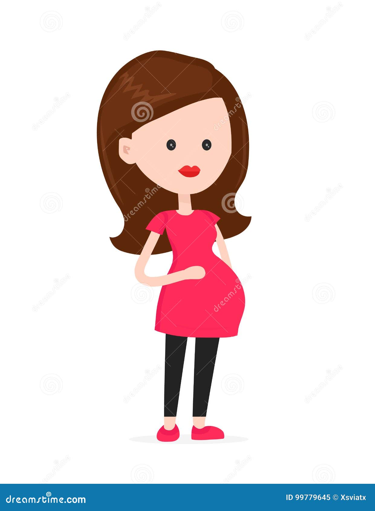Cute Smaling Happy Pregnant Woman. Stock Vector - Illustration of life ...