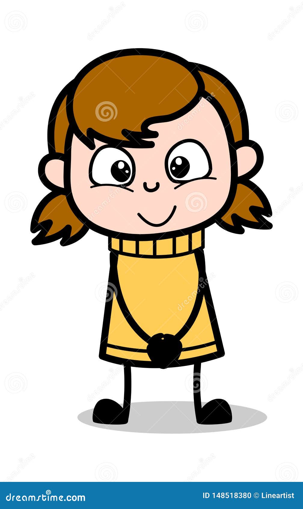 Cute Smile - Retro Cartoon Girl Teen Vector Illustration Stock Illustration  - Illustration of beautiful, pretty: 148518380