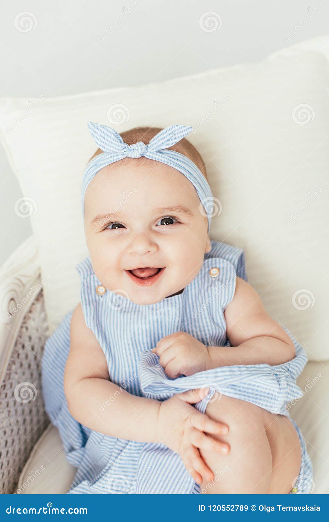 Cute Smiling Baby Girl on White Studio Backgroung. 6 Months Baby ...