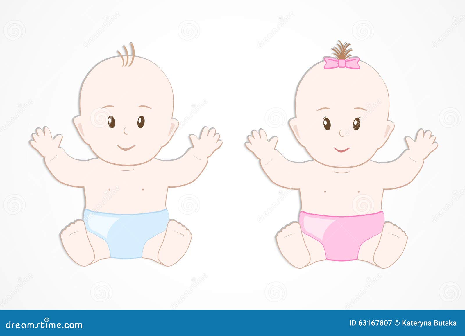 cartoon little boy and girl