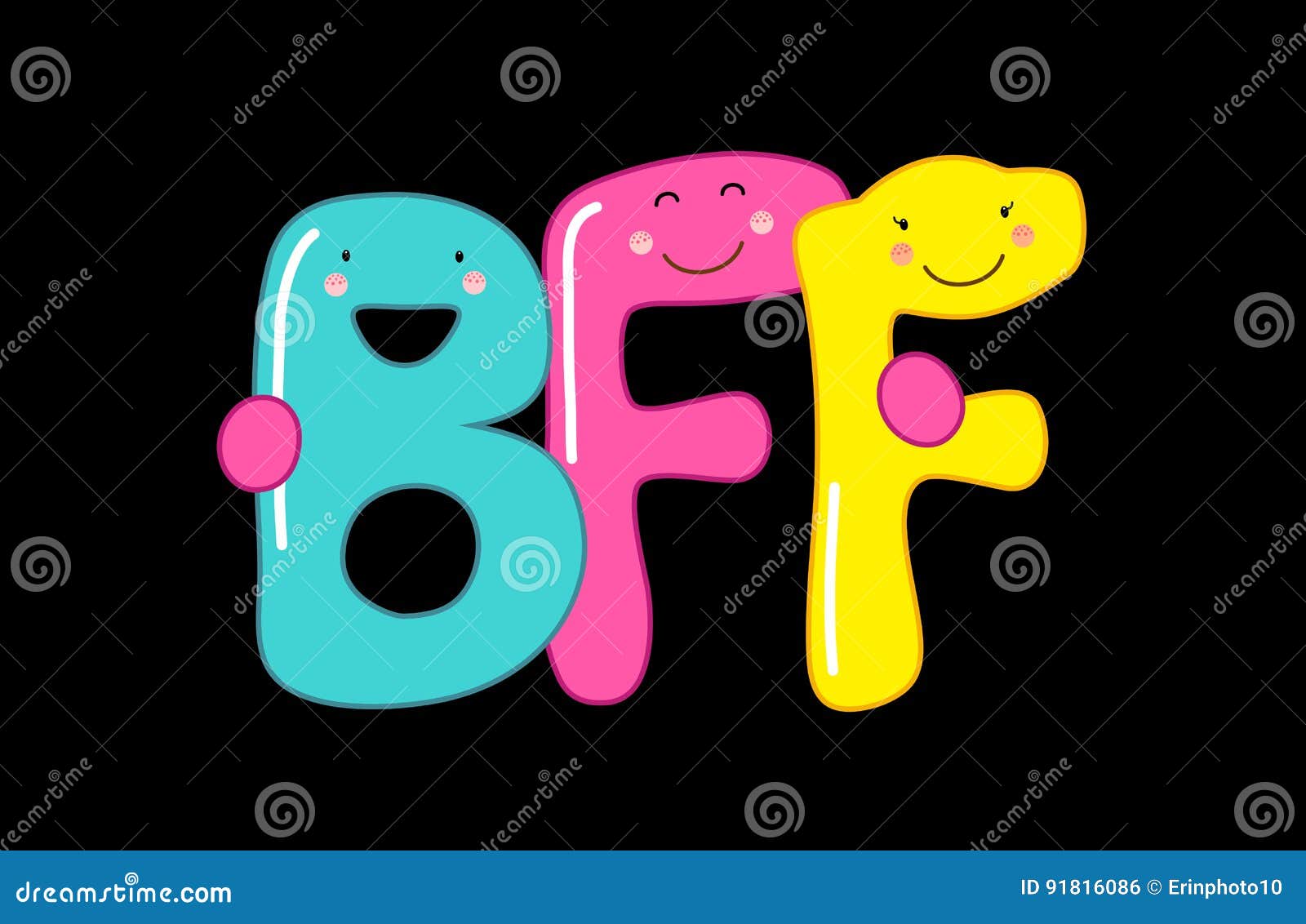 Cute Smiling Cartoon Characters of Letters BFF Best Friends Forever Stock  Vector - Illustration of drawn, eyes: 91816086