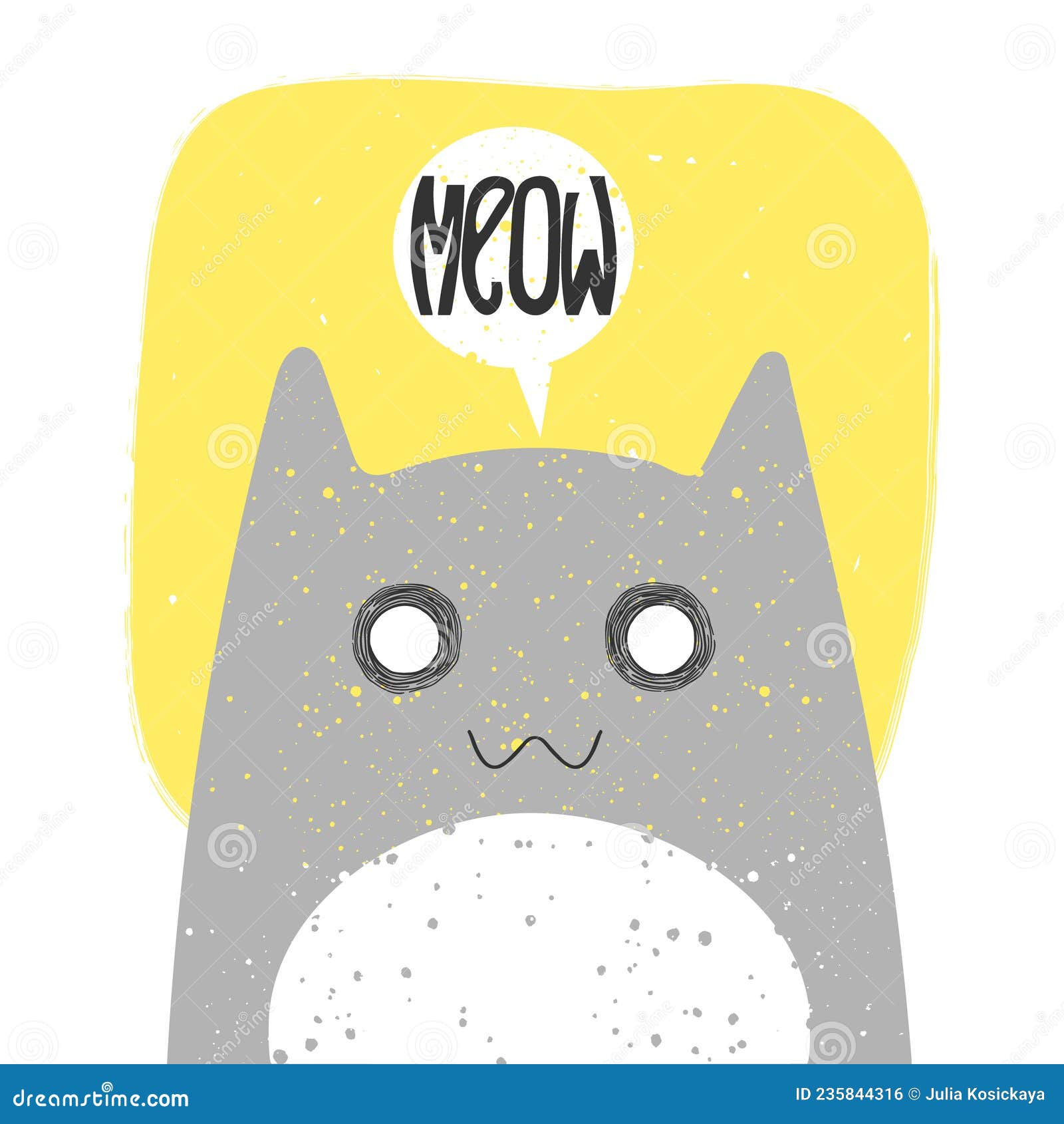 Cute Smiling Cat with Anime Emotion and Speech Babble Saying Meow. Hand  Drawn Vector Illustration of Kitty in Flat Cartoon Design Stock  Illustration - Illustration of drawn, kitty: 235844316