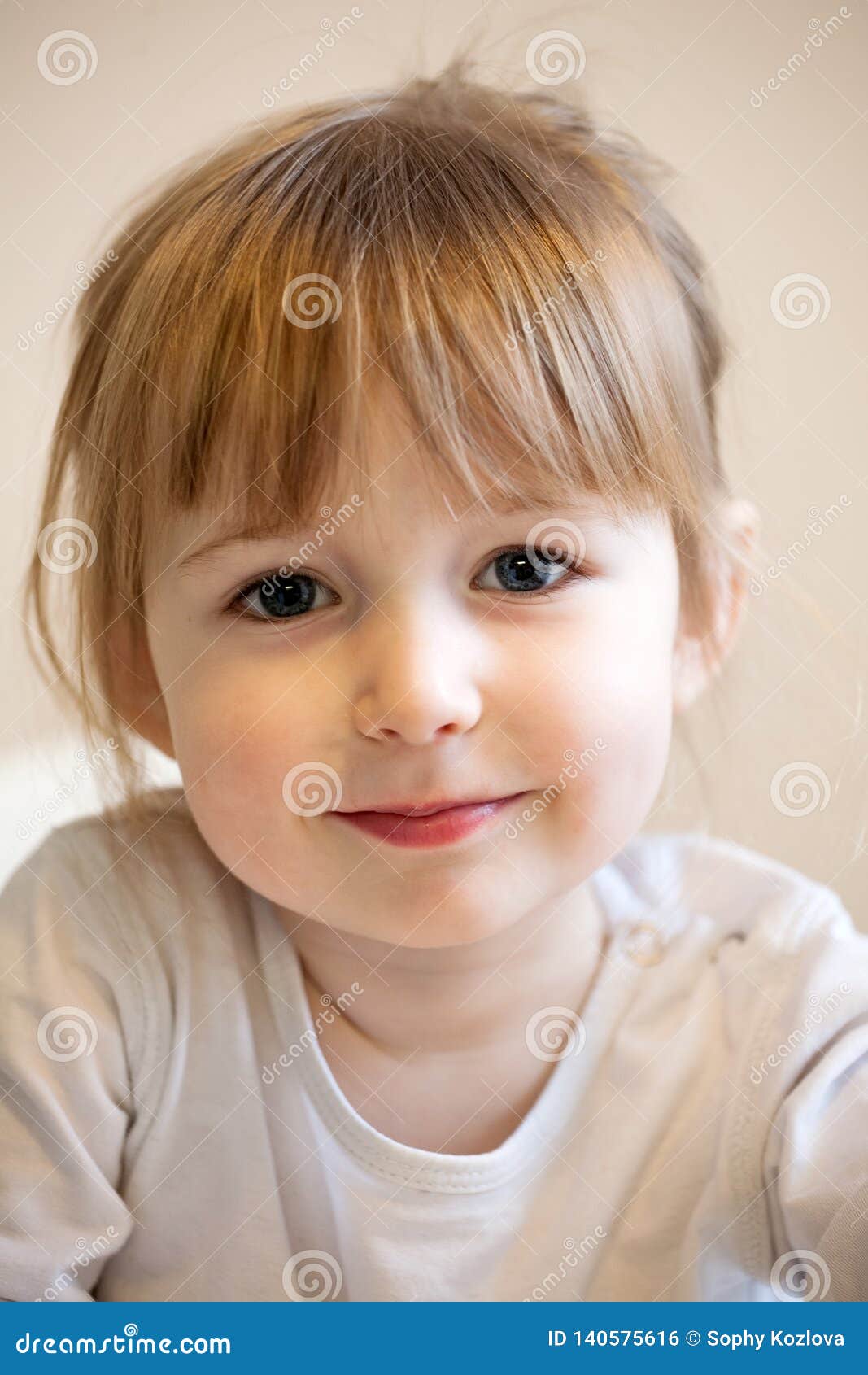 Cute Smiling Child Girl with Blonde Hair Stock Photo - Image of children,  small: 140575616