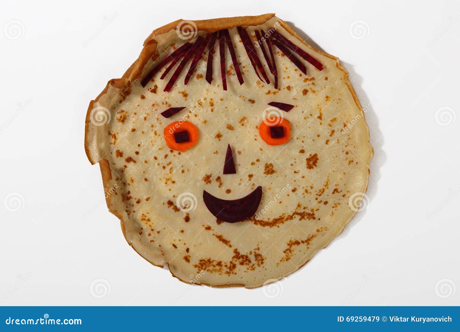 Cute Smiling Face from Pancake, Carrot and Beet Stock Image Image of