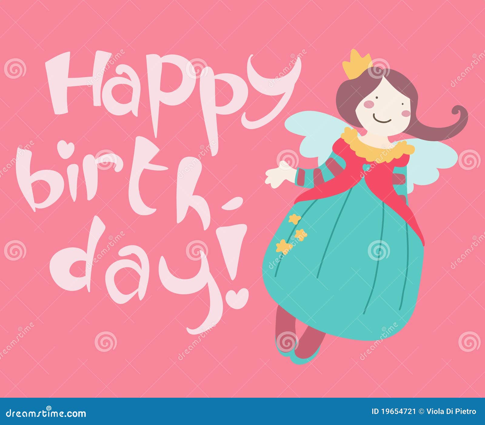Cute Smiling Fairy Happy Birtdhay Card Stock Vector - Illustration of ...