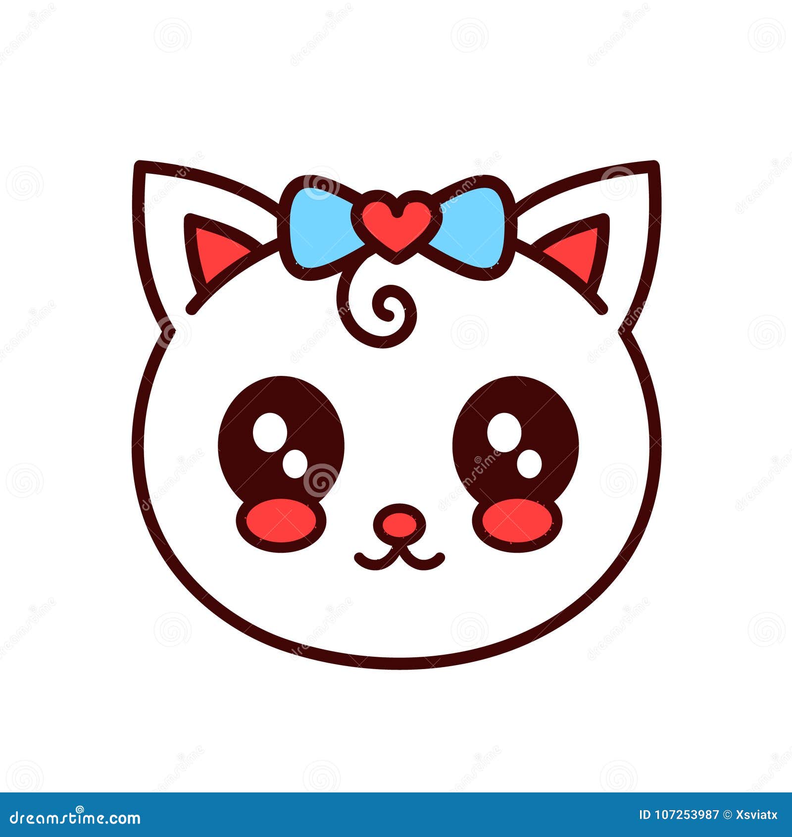 Cute Smiling Funny Cat,kitten  Stock Vector - Illustration of  flat, face: 107253987