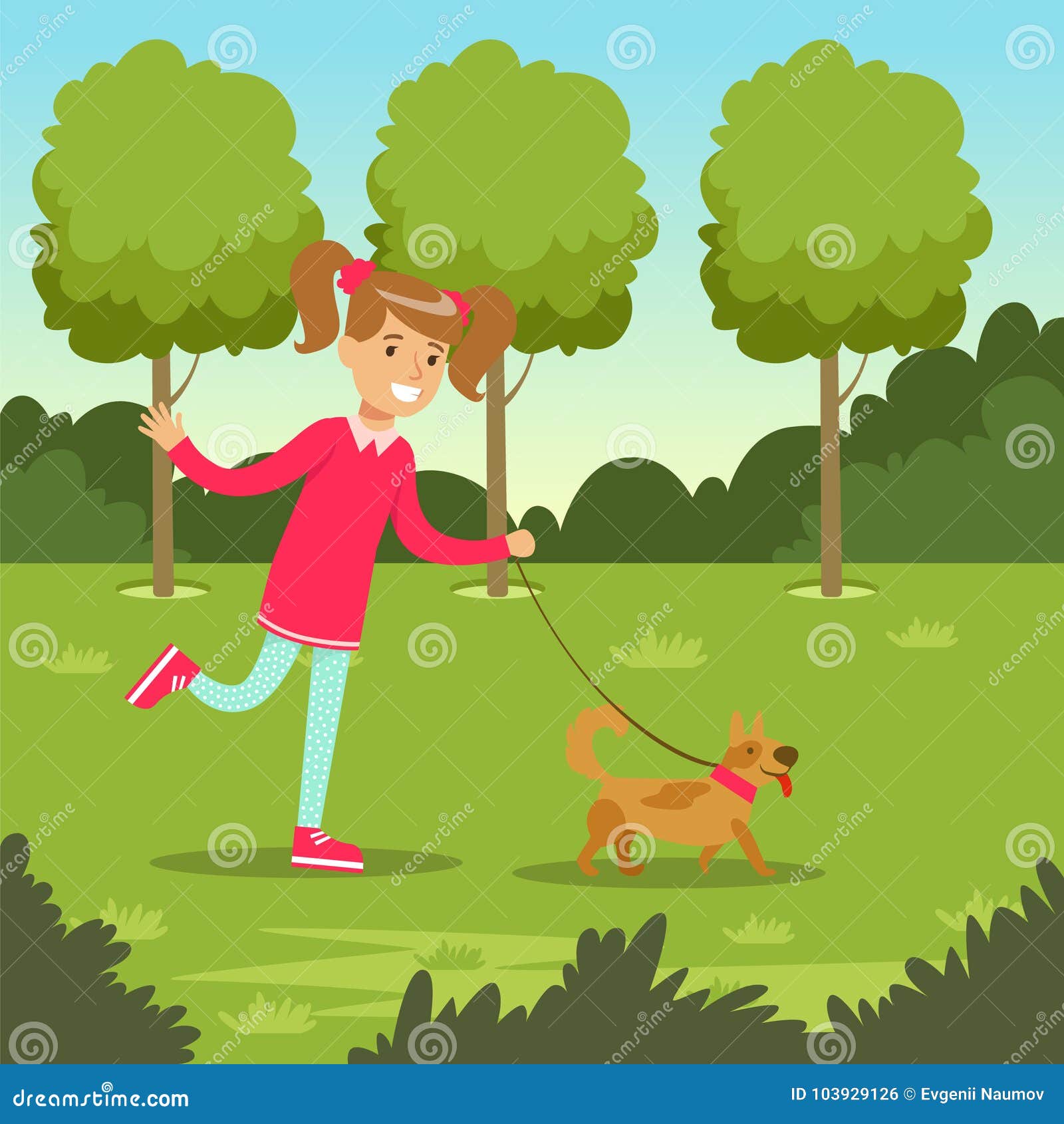 The dog likes the park. Рисунок парка для прогулок. Гулять с собакой мультяшный. Мальчик гуляет в парке. Прогулка с собакой иллюстрация.