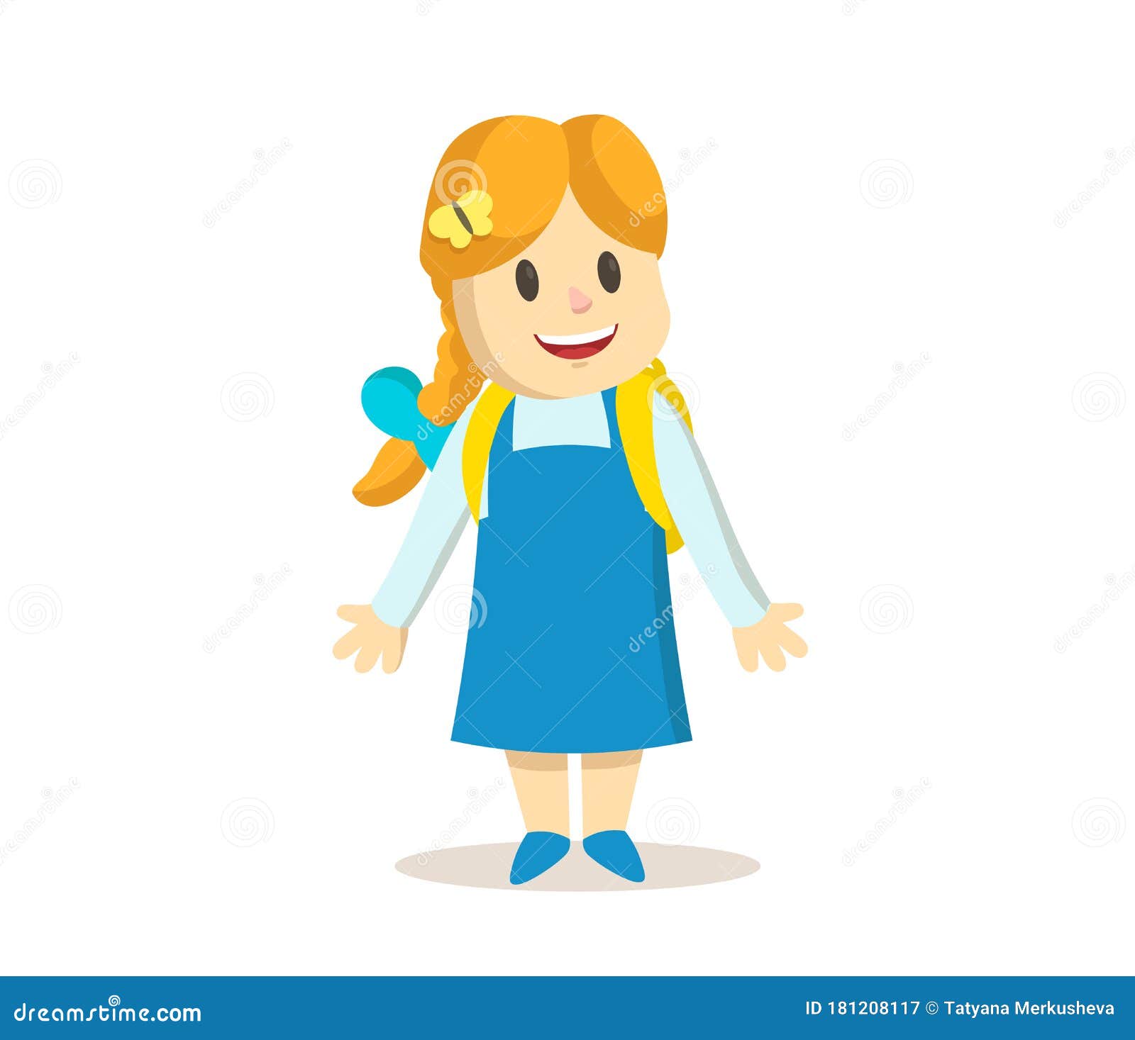 Cute Smiling Little Girl in Blue Dress, Cartoon Character. Flat Vector Illustration, Isolated on White Background. Stock Vector - Illustration of clipart, dress: 181208117 Cute Smiling Little Girl in Blue Dress, Cartoon Character. Flat Vector Illustration, Isolated on White Background. Stock Vector - Illustration of clipart, dress: 181208117