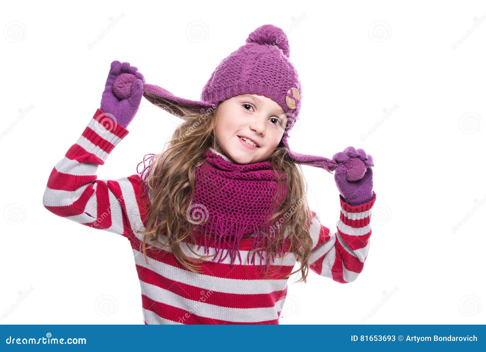Girls 3 Piece Knit Hat Scarf & Gloves Set in 4 Colors a Winter Accessories for Girls 