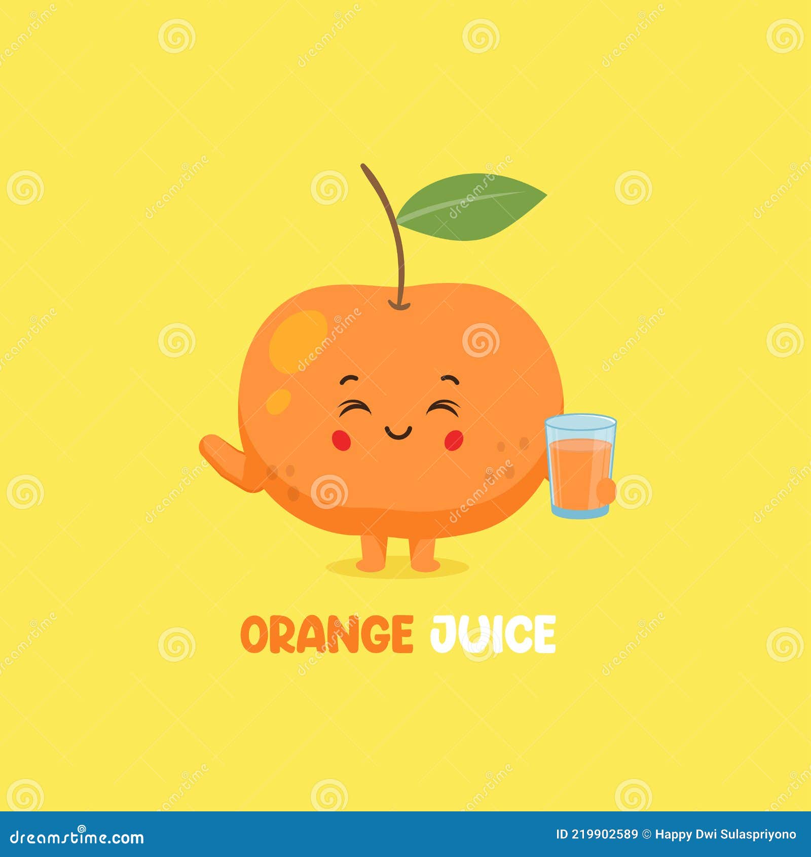 Cute Smiling Orange Juice Character Stock Vector Illustration of