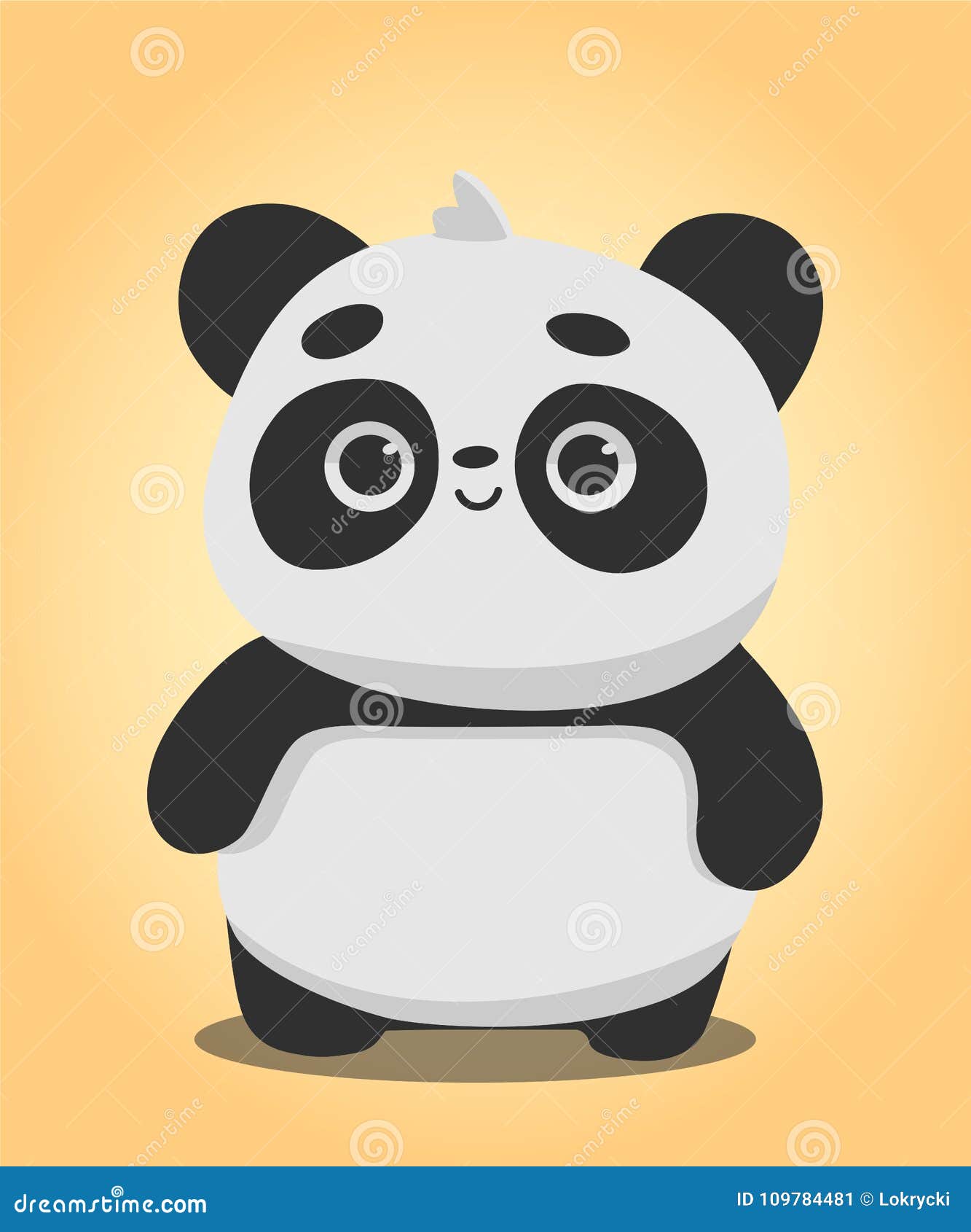 Cute Smiling Panda On Yellow Background Vector Illustration Stock Vector Illustration Of Illustrator Quality