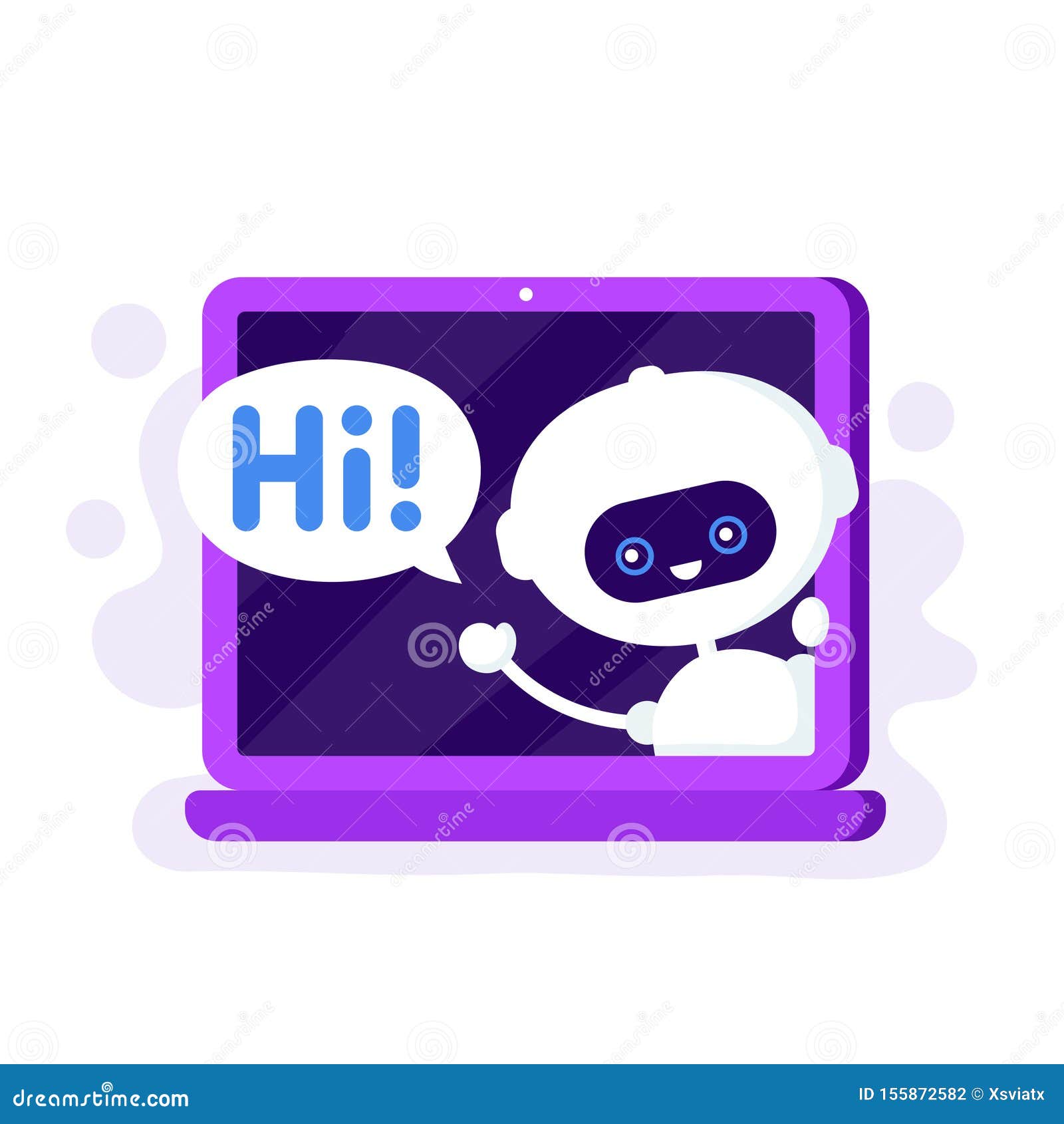 Cute Smiling Robot, Chat Bot In Laptop Stock Vector ...