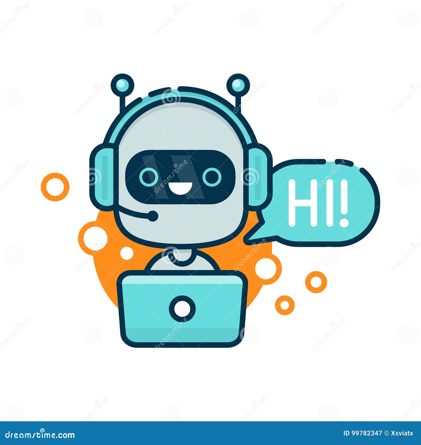 Cute smiling funny robot chat bot Royalty Free Vector Image