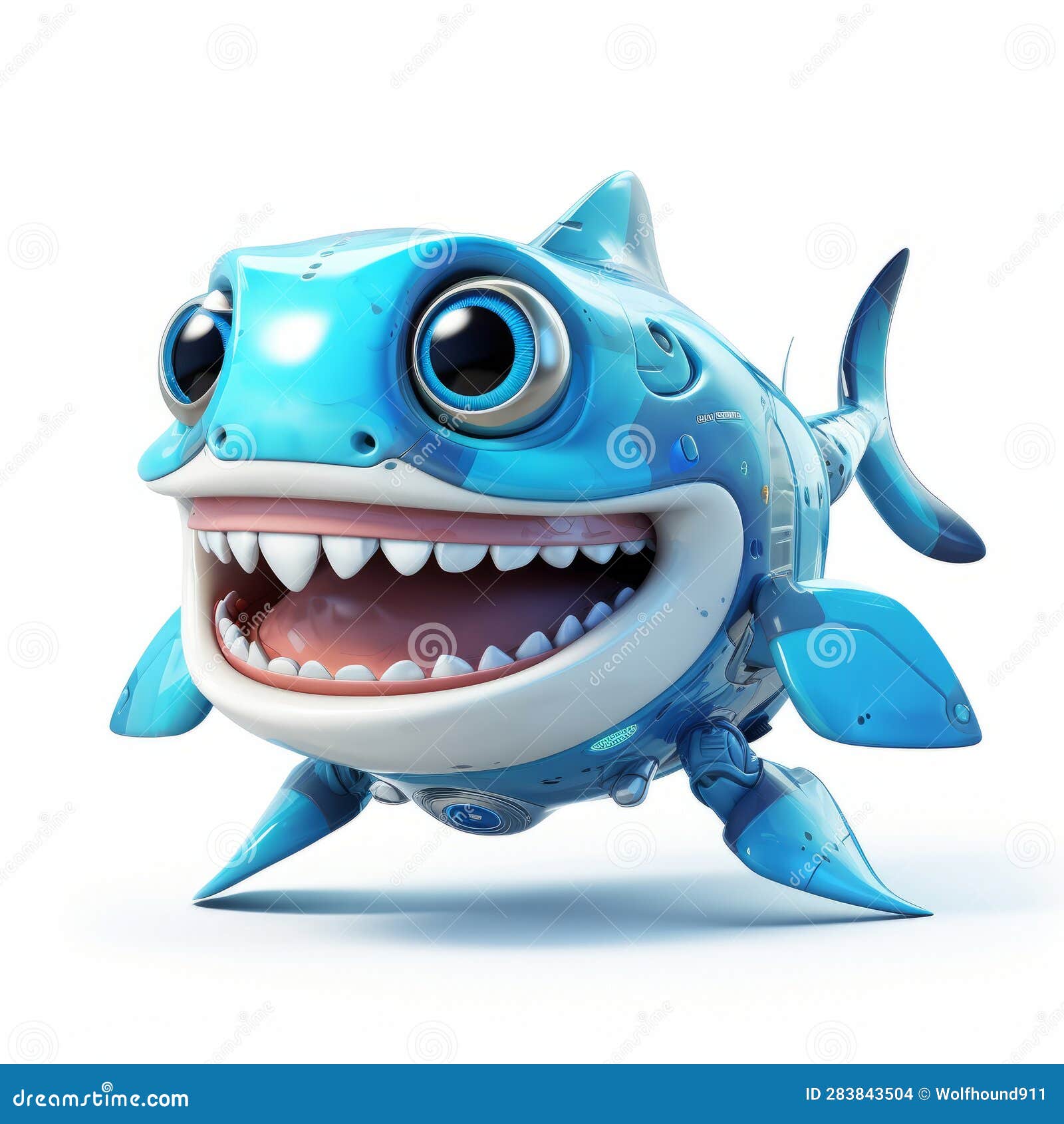 Cute Smiling Shark Robot, Robotic Fish Isolated Over White Background. AI  Generated Stock Illustration - Illustration of technology, marin: 283843504