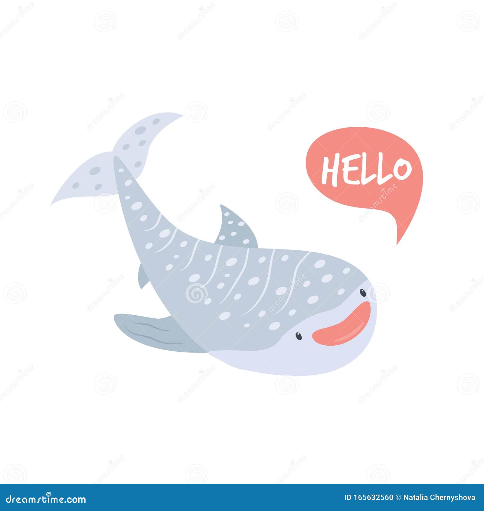 Cute Smiling Whale Shark in Childish Style Stock Vector - Illustration ...
