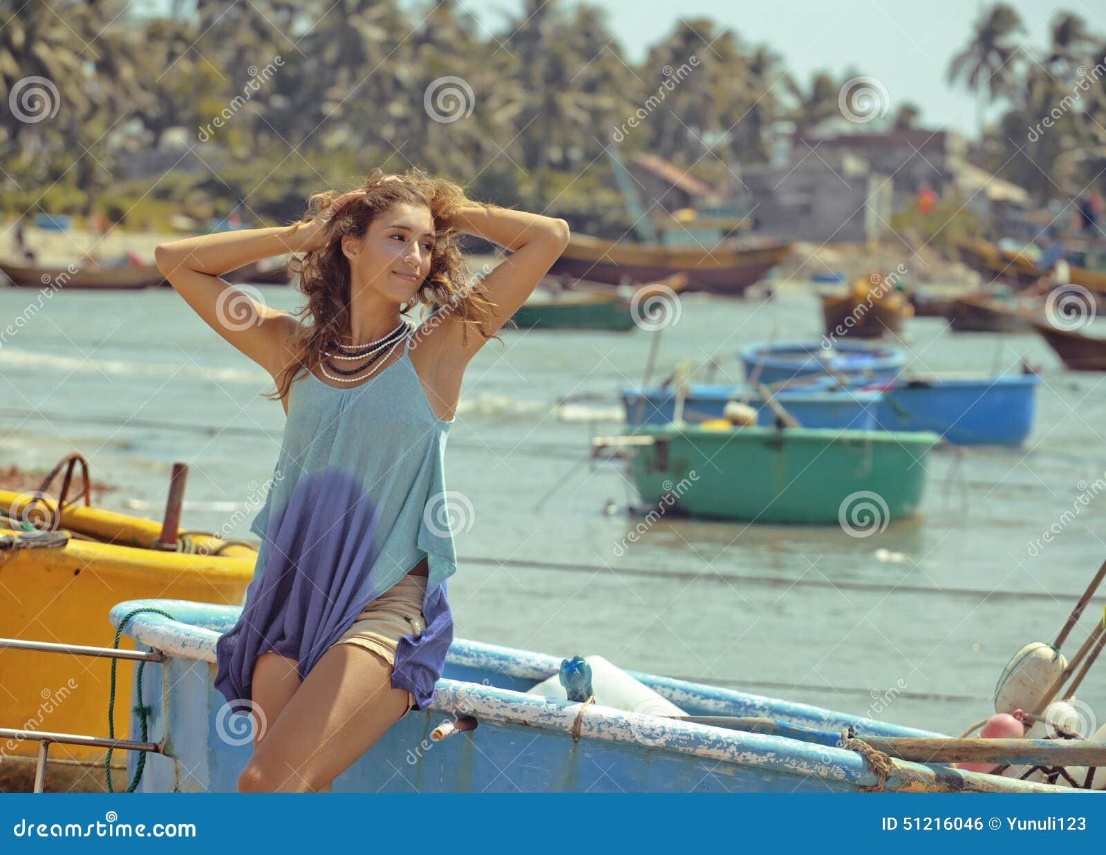 Cute Smiling Young Real Woman in Asian Port Stock Photo - Image of ...