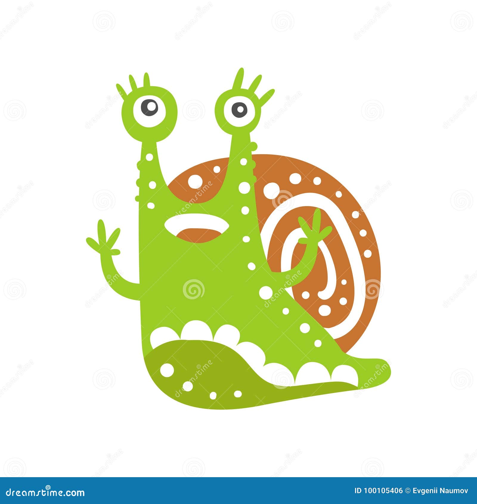 Cute Snail Character with Its Hands Up, Funny Mollusk Colorful Hand ...